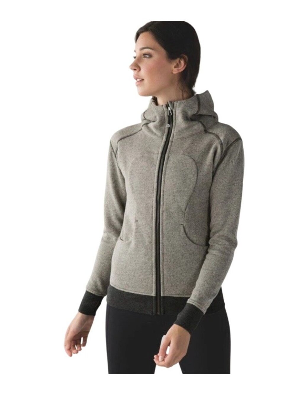 Lululemon On the Daily Hoodie Sweatshirt Full Zip Women Sz 6 Heathered Dark Grey
